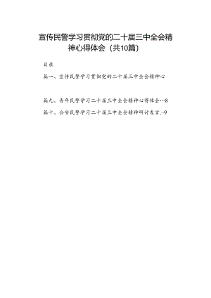 （10篇）宣传民警学习贯彻党的二十届三中全会精神心得体会（详细版）.docx