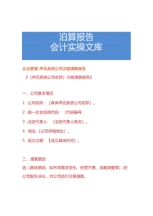 企业管理-声讯系统公司注销清算报告.docx