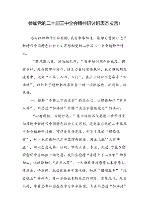 2025参加党的二十届三中全会精神专题研讨班表态发言2篇.docx