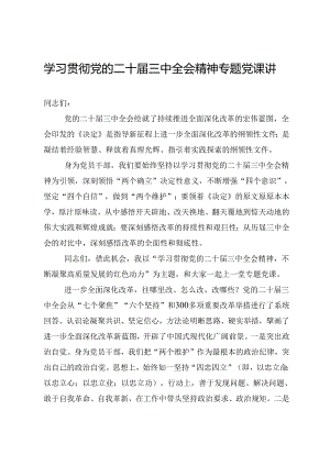 学习贯彻党的二十届三中全会精神专题党课讲稿.docx