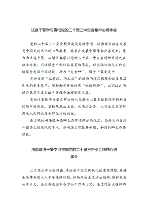 法庭干警学习贯彻党的二十届三中全会精神心得体会8篇（最新版）.docx