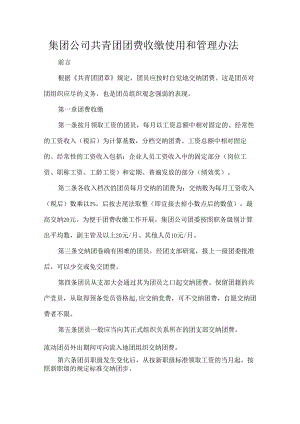 集团公司共青团团费收缴使用和管理办法.docx
