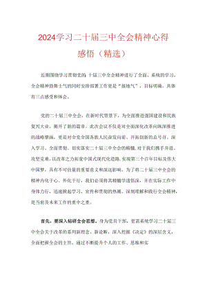 2024学习二十届三中全会精神心得感悟（精选）.docx