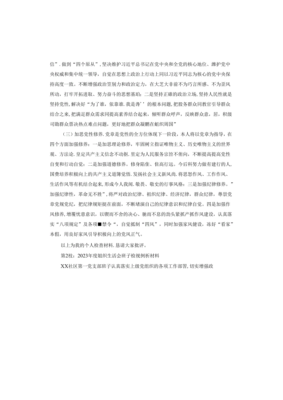 2023年度组织生活会班子检视剖析材料.docx_第3页