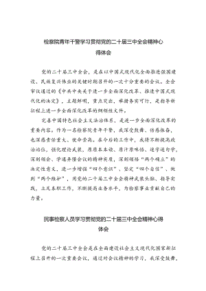 检察院青年干警学习贯彻党的二十届三中全会精神心得体会5篇供参考.docx