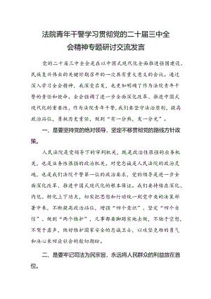 法院青年干警学习贯彻党的二十届三中全会精神专题研讨交流发言.docx