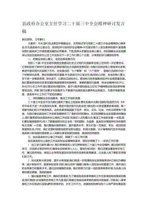 县政府办公室主任学习二十届三中全会精神研讨发言稿.docx