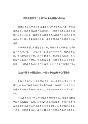 法院干警学习二十届三中全会精神心得体会8篇(最新精选).docx