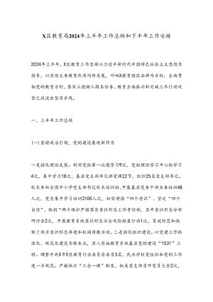 X区教育局2024年上半年工作总结和下半年工作安排.docx