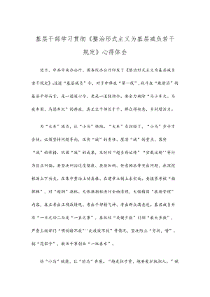 基层干部学习贯彻《整治形式主义为基层减负若干规定》心得体会.docx