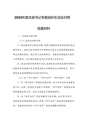 2024年度支部书记专题组织生活会对照检查材料.docx
