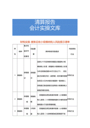 财税实操-查账征收小规模纳税人风险提示清单.docx