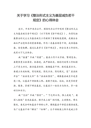 学习贯彻整治形式主义为基层减负若干规定心得体会交流发言.docx