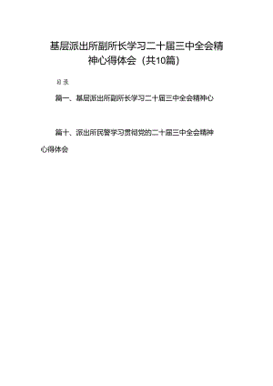 基层派出所副所长学习二十届三中全会精神心得体会10篇（精选）.docx