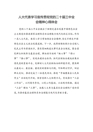 人大代表学习宣传贯彻党的二十届三中全会精神心得体会.docx