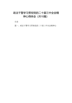 （10篇）政法干警学习贯彻党的二十届三中全会精神心得体会参考资料.docx