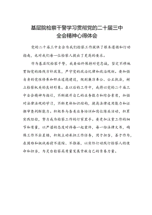 基层院检察干警学习贯彻党的二十届三中全会精神心得体会.docx