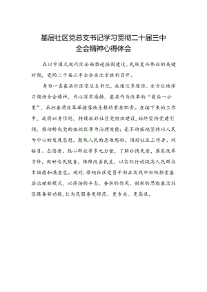 基层社区党总支书记学习贯彻二十届三中全会精神心得体会.docx