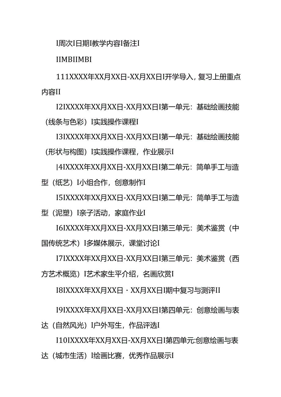 2024年新人教版部编四年级上册美术教学工作计划及教学进度3.docx_第3页