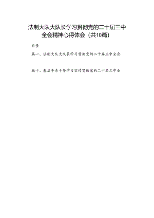 （10篇）法制大队大队长学习贯彻党的二十届三中全会精神心得体会（精选）.docx