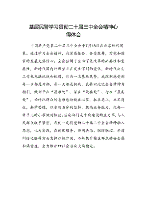 基层民警学习贯彻二十届三中全会精神心得体会.docx