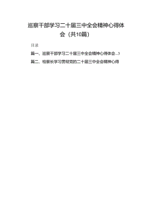 （10篇）巡察干部学习二十届三中全会精神心得体会集合.docx