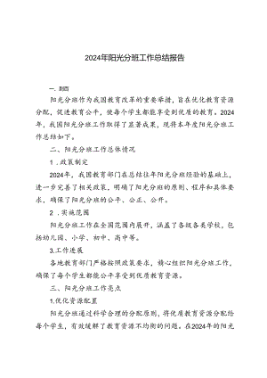 2024年阳光分班工作总结报告.docx