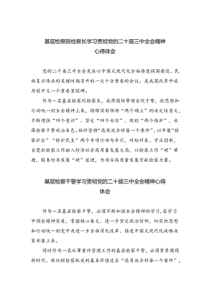 基层检察院检察长学习贯彻党的二十届三中全会精神心得体会8篇（精选版）.docx