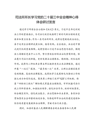 司法所所长学习党的二十届三中全会精神心得体会研讨发言.docx