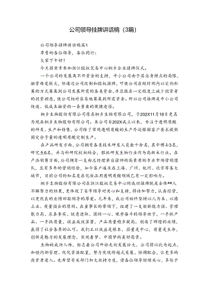 公司领导挂牌讲话稿（3篇）.docx