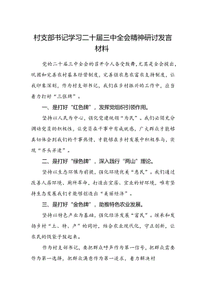 村支部书记学习二十届三中全会精神研讨发言材料.docx