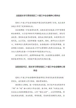 法庭庭长学习贯彻党的二十届三中全会精神心得体会范文8篇（精选版）.docx