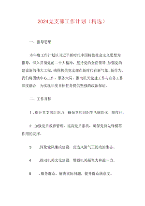 2024党支部工作计划（精选）.docx