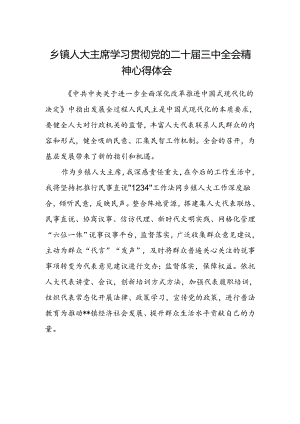 乡镇人大主席学习贯彻党的二十届三中全会精神心得体会.docx