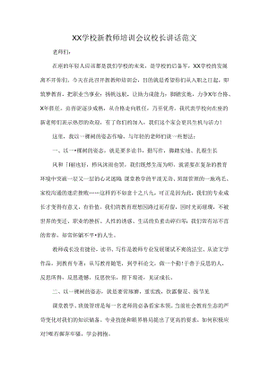 XX学校新教师培训会议校长讲话范文.docx