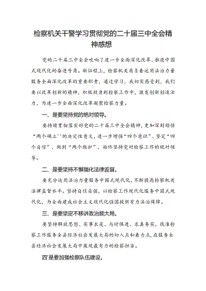 检察机关干警学习贯彻党的二十届三中全会精神感想.docx