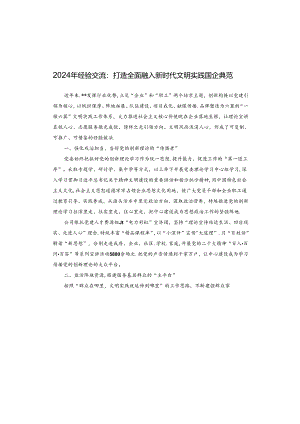 2024年经验交流：打造全面融入新时代文明实践国企典范.docx