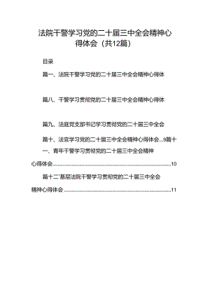 法院干警学习党的二十届三中全会精神心得体会（合计12份）.docx