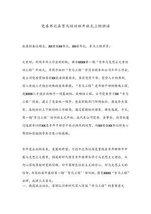 党委书记在青马培训班开班式上的讲话.docx