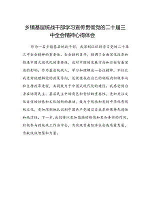 乡镇基层统战干部学习宣传贯彻党的二十届三中全会精神心得体会.docx
