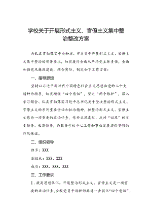 学校关于开展形式主义、官僚主义集中整治整改方案.docx