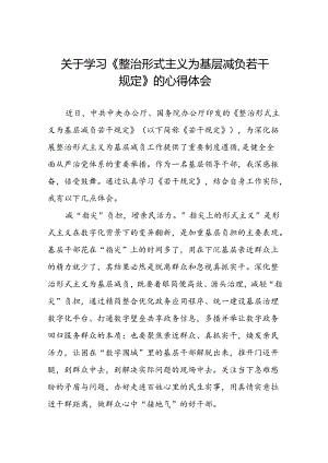 整治形式主义为基层减负若干规定的学习体会发言稿.docx