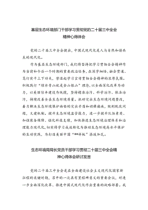 基层生态环境部门干部学习贯彻党的二十届三中全会精神心得体会（共四篇）.docx