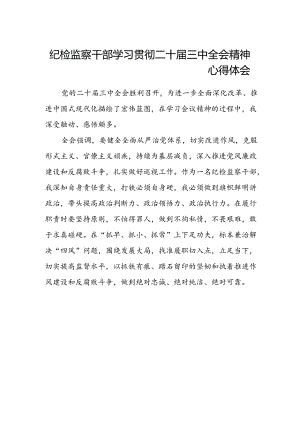 纪检监察干部学习贯彻二十届三中全会精神心得体会.docx