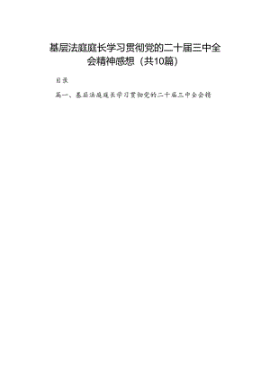 （10篇）基层法庭庭长学习贯彻党的二十届三中全会精神感想（详细版）.docx