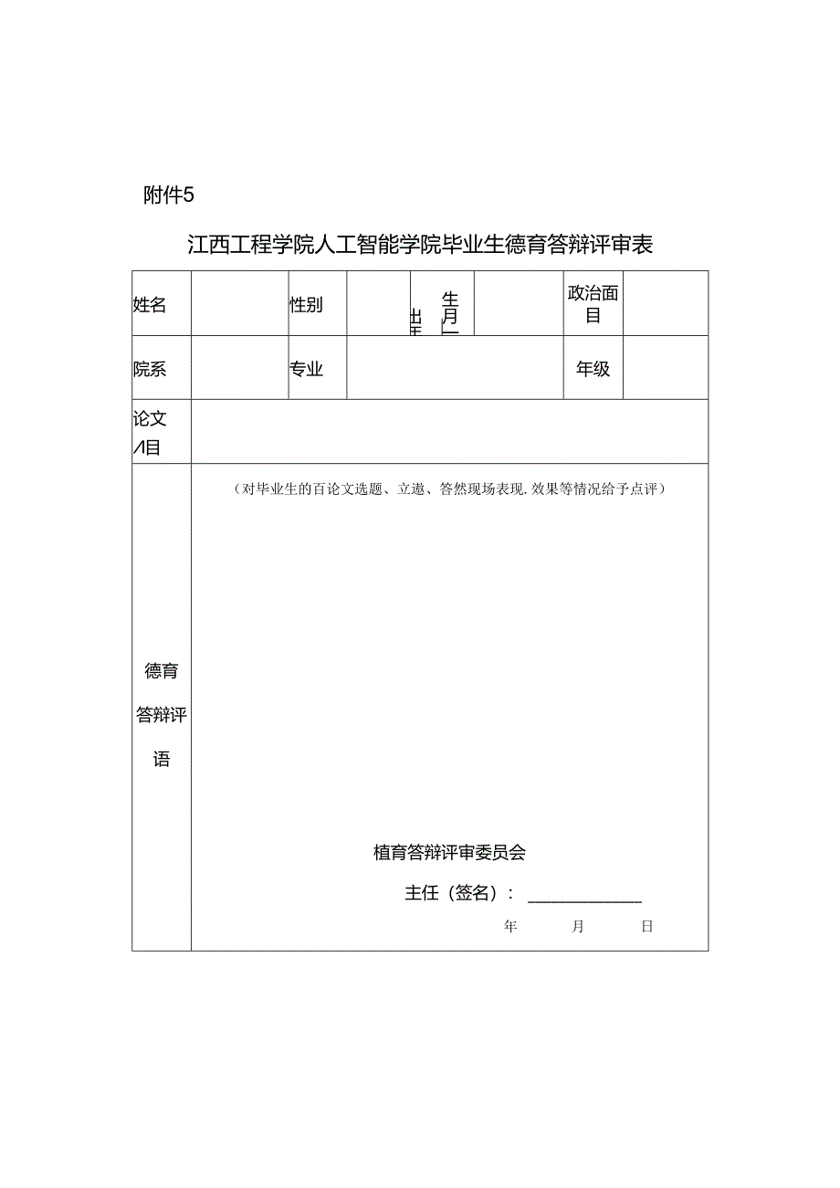 河北大学毕业生德育答辩评审表.docx_第1页