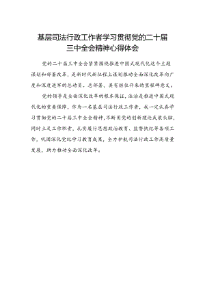 基层司法行政工作者学习贯彻党的二十届三中全会精神心得体会.docx