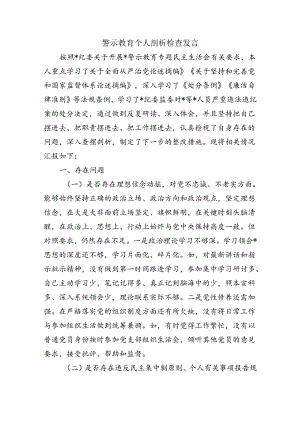 警示教育个人剖析检查发言.docx