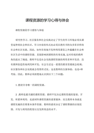 课程资源的学习心得与体会.docx