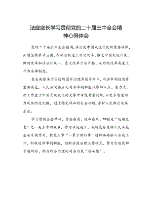 法庭庭长学习贯彻党的二十届三中全会精神心得体会.docx